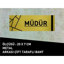 Müdür Yazılı 20 x 7 cm Yeni Desenli Gold Metal Levha