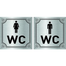 Bay Wc Wc 10 x 10 cm Gümüş Metal Levha