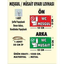 Metal Müsait-Meşgul Tabelası Uyarı Levhası Yönlendirme Levhası 15X8 cm Ipli ve Yapşmlı Duvar Asksı