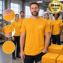BK Gift Logonuza Özel 10 Adet Premium Sarı Tişört - Pamuk Unisex Kurumsal Personel Tişörtü
