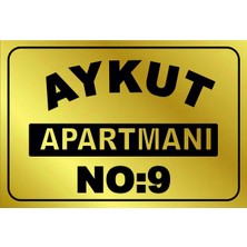 Gold Apartman Tabelası Gümüş Metal 30 x 42 cm Büyük Boy Çift Taraflı Bantlı