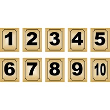 Aliminyum Parlak Metal Kapı Masa Dolap Numara Levhası 3,5*3,5cm Altın Renk 10 Adet (1…10)