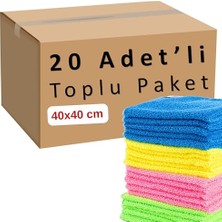 Toplu Paket 20-Adet Mikrofiber Bez Seti Karışık Renk, 40X40 cm 160 Gsm Emici Tüylenmez Çabuk Ku