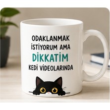 Kadorex Design Dikkatim Kedi Videolarında Yazılı Kedi Temalı Kupa Bardak – Komik Kahve Kupası