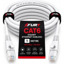 Fury Cat6 Ethernet Kablosu 1 Metre RJ45 Lan Internet Modem Router Bilgisayar Kablosu