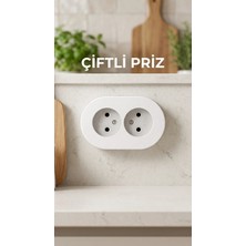 Uravas Store Ikili Beyaz Topraklı Sıva Üstü Priz - Modern Elektrik Çiftli Priz