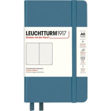 Leuchtturm 1917 LEUCHTTURM1917 NOT Defteri cep boy (A6), sert KAPAK, 187 Numaralandırılmış sayfa, Noktalı, stone BLUE 365630