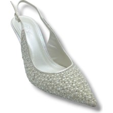 Desire Shoes Desire 5012-26 Simli Saten Inci Taşlı Ince Topuk Kadın Stiletto 8,5cm