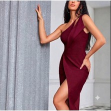 Nake Butik Kadın Tek Omuzlu, Yırtmaç Detaylı Midi Elbise