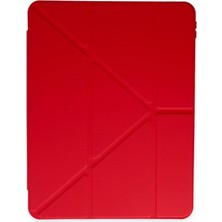 Drop Tedarik Apple Ipad Pro 11 (2024) Kılıf Kalemlikli Mars Tablet Kılıfı - Kırmızı