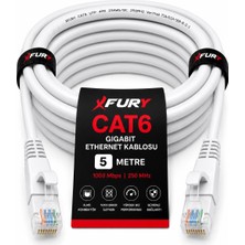 Fury Cat6 Ethernet Kablosu 5 Metre RJ45 Lan Internet Modem Router Bilgisayar Kablosu