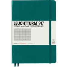Leuchtturm 1917 LEUCHTTURM1917 NOT Defteri orta boy (A5), sert KAPAK, 251 Numaralandırılmış sayfa, Kareli, pacific GREEN 359693