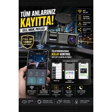Eco Lounge Wifi 1080P 3 Kameralı Araç Içi Kamera LCD Ekranlı Gece Görüşlü G Sensörlü Geniş Açılı