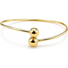 Sembol Gold 14 Ayar Çift Küre Kelepçe Altın Bileklik 3,40 Gram 6,0 cm