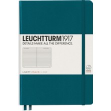 Leuchtturm 1917  LEUCHTTURM1917 NOT Defteri orta boy (A5), sert KAPAK, 251 Numaralandırılmış sayfa, Çizgili, pacific GREEN 359692
