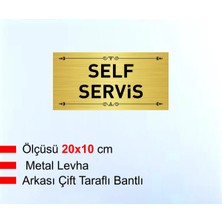 Self Servis Yazılı Gold Metal Levha 20 x 10 cm