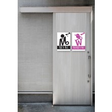 Retro Sac Levha 2 Adet Bay-Bayan Wc Yönlendirme Yazısı Metal Herbiri 15X20CM Iki Adet