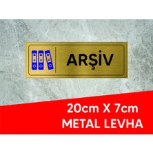Arşiv Yazılı ve Logolu Gold Metal Levha 20 x 7 cm
