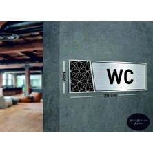 Wc Yazılı Gümüş Metal Baskılı Levha Desenli ( 20 x 7 cm )