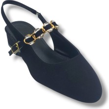 Desire Shoes Desire 7020-26 Üstten Bantlı Taşlı Tokalı Kısa Topuk Kadın Ayakkabı(3cm)