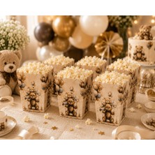 Bkmc Party Ayıcık Temalı Mısır Kutusu 8 Adet | Teddy Bear Popcorn Kutusu | Doğum Günü Baby Shower Parti Mısır Kutusu