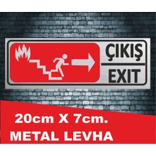 Metal Yangın Çıkış Merdiveni Yönlendirmeuyarı Levhası Çıkış Exıt Arkası Yapışkanlı 20X7 cm Metal