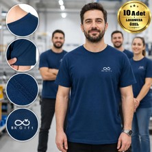 BK Gift Logonuza Özel 10 Adet Premium Indigo Tişört - Pamuk Unisex Kurumsal Personel Tişörtü