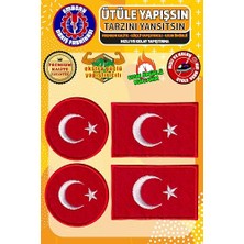 Ütü ile Yapışan Arma Yama, Türk Bayrağı Seti (4 Adet) Ütüyle Yapışan Nakış Dokuma Aplik