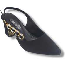 Desire Shoes Desire 3104-26 Süet Yanı Taşlı Tokalı Nikelajlı Kalın Topuklu Kadın Ayakkabı