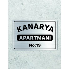 Apartman Tabelası Gümüş Metal Üzeri Siyah Yazı 20 x 30 cm Ölçüsünde Yeni