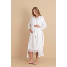 Duchesse  2601 Dantel Kol Hamile  Lohusa Gecelik Sabahlık Tk