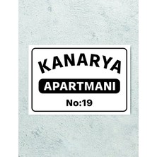 Apartman Tabelası Beyaz Metal Üzeri Siyah Yazı 20 x 30 cm Ölçüsünde