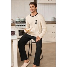 Bella Notte Siyah Sevimli Fiyonk-Kravat Desenli Erkek Çift Pijama Takımı
