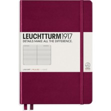 Leuchtturm 1917 LEUCHTTURM1917  Orta Boy (A5), Sert Kapak, 251 Sayfa, Çizgili Defter Port Red 359691