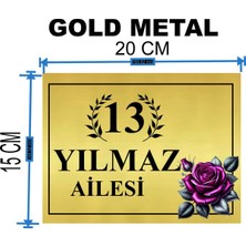 Metal Kapı Isimliği Desenli Metal Levha Ölçü 20 x 15 cm