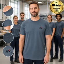 BK Gift Logonuza Özel 10 Adet Premium Gri Tişört - Pamuk Unisex Kurumsal Personel Tişörtü