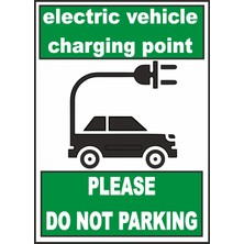 Metal Elektirikli Araç Şarj Istasyonu Uyarı Levhası Levha 20X30 Cm. Arkası Çift Taraflı Bantlı
