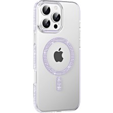 Belirtilmemiş Iphone 16 Move Taşlı Magsafe Kapak - Lila