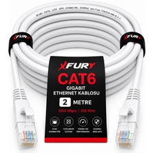Fury Cat6 Ethernet Kablosu 2 Metre RJ45 Lan Internet Modem Router Bilgisayar Kablosu