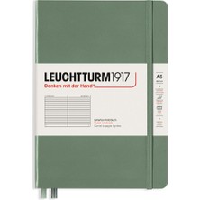 Leuchtturm 1917 LEUCHTTURM1917 NOT Defteri orta boy (A5), sert KAPAK, 251 Numaralandırılmış sayfa, ÇIZGILI, OLIVE 365490
