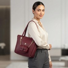 Nas Bag Kadın 2 Li Set Omuz Çantası Bordo Victoria