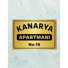 Apartman Tabelası Gold Metal Üzeri Siyah Yazı 20 x 30 cm Ölçüsünde Yeni