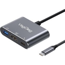 Veggieg Type-C To 4K HDMI Type-C PD100W Usb-A 3.0 Hub Dönüştürücü Adaptör