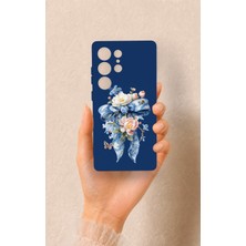 Vip Case Samsung S25 Ultra Uyumlu Mavi Kurdeleli Çiçek Desenli Silikon Kılıf