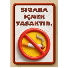 Metal Sigara Içmek Yasaktır Uyarı Levhası 20X15 Cm.