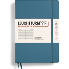 Leuchtturm 1917 LEUCHTTURM1917 NOT Defteri orta boy (A5), sert KAPAK, 251 Numaralandırılmış sayfa, Çizgili, stone BLUE 363335