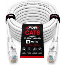 Fury Cat6 Ethernet Kablosu 15 Metre RJ45 Lan Internet Modem Router Bilgisayar Kablosu