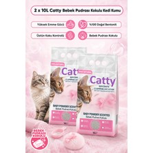 Catty Bebek Pudrası Kokulu Ince Tane Topaklanan Kedi Kumu 10 Lt x 2 Adet