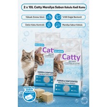 Catty Marsilya Sabunu Kokulu Ince Tane Topaklanan Kedi Kumu 10 Lt x 2 Adet