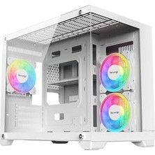 Nova Beyaz 3 Rgb Fanlı Temperli Cam Panel Boş M-Atx Gaming Oyuncu Bilgisayar Kasası